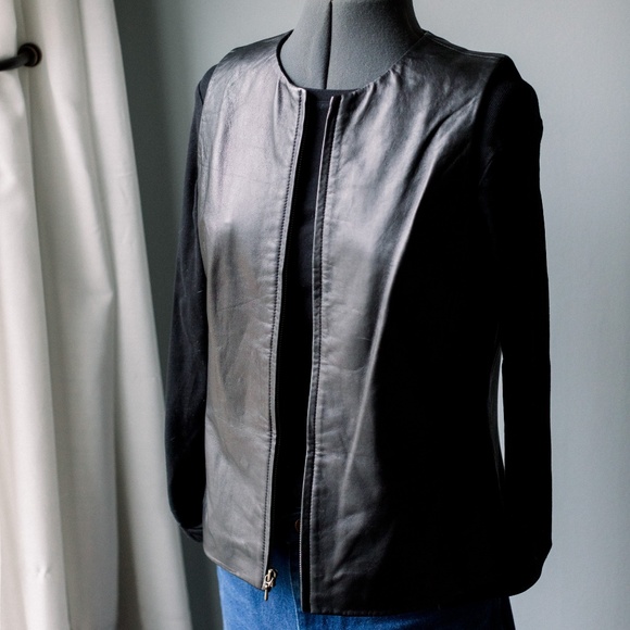 Vintage 90's Black Leather Moto Zip Up Vest - Women's Size Medium Petite - Picture 7 of 12